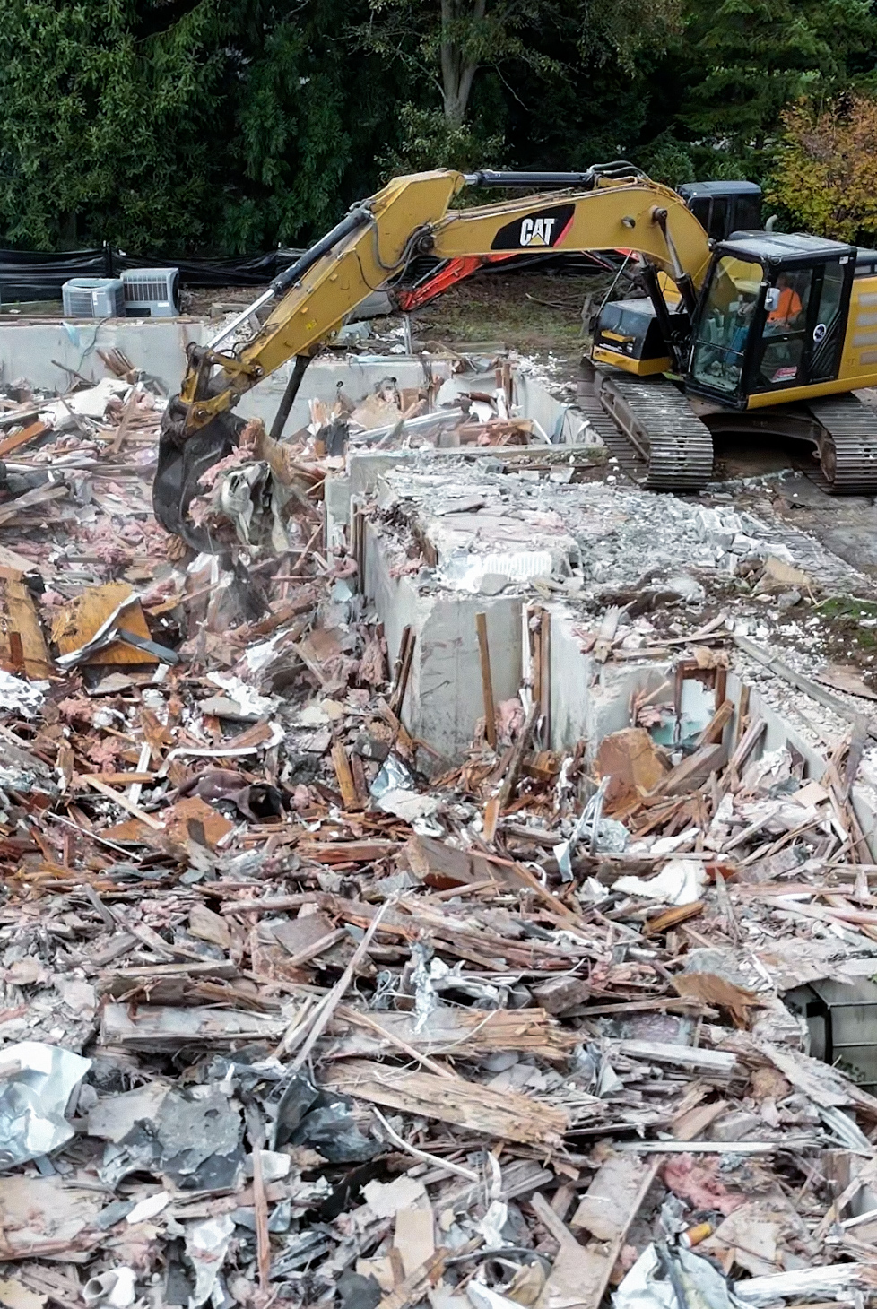 CAT excavator on demolition project