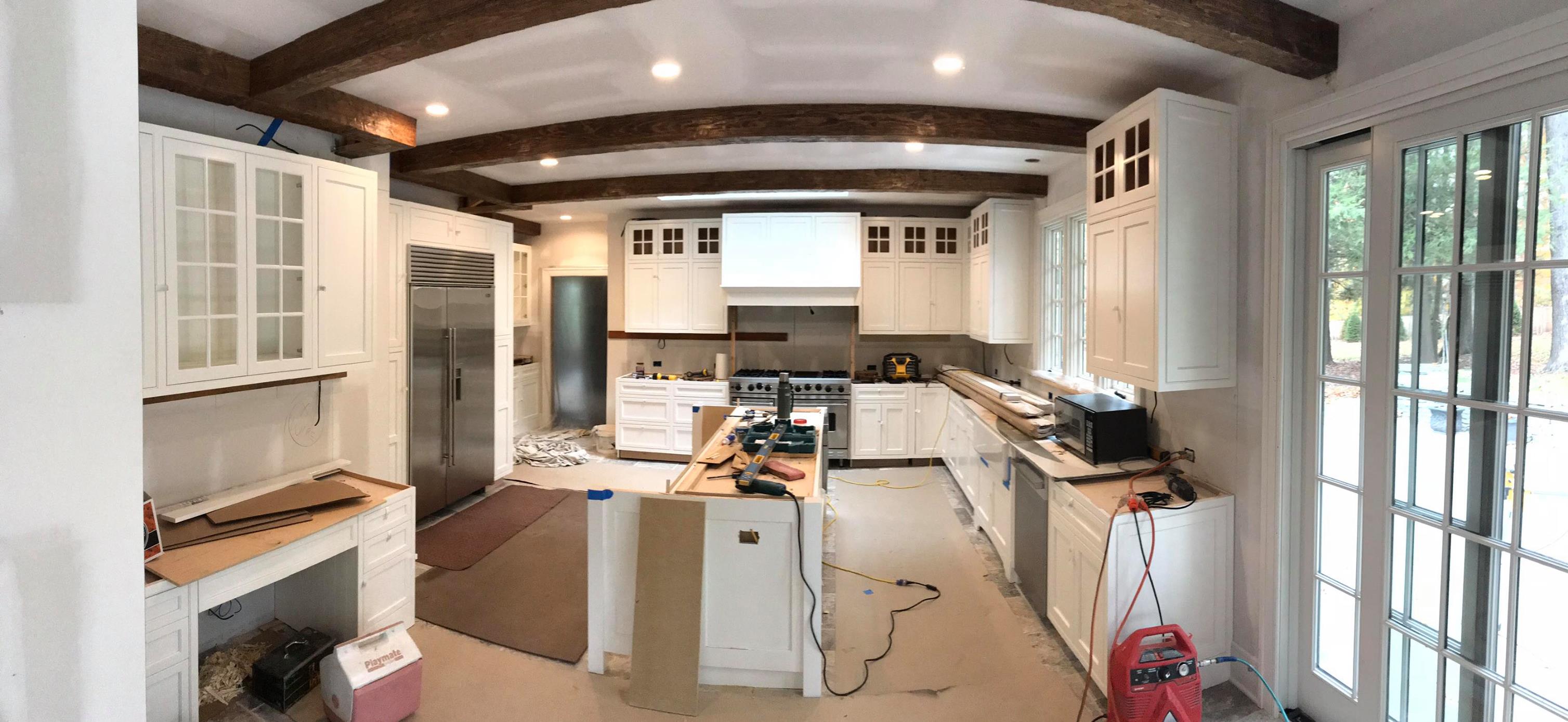 Kitchen renovation with beams